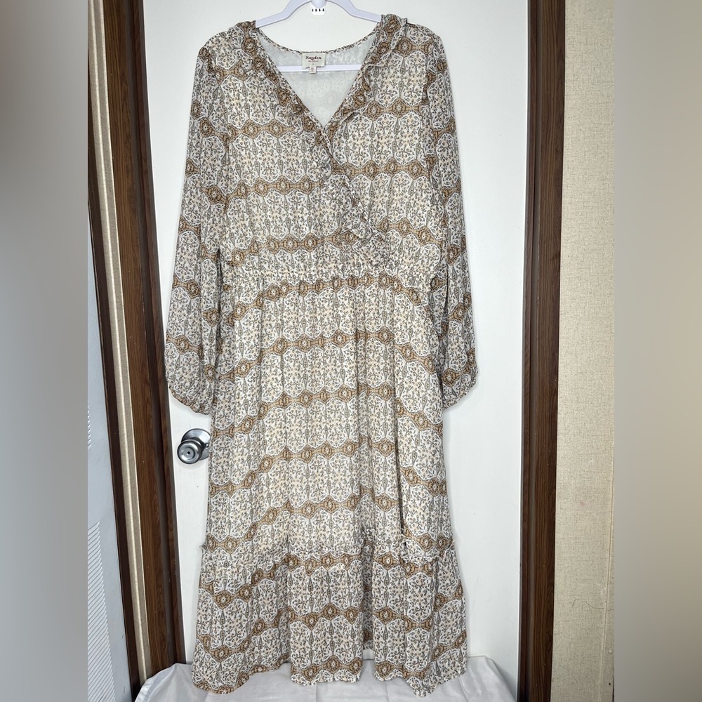 Hayden Brown Empire Waist Sundress with Bishop Sleeves Size 1XL